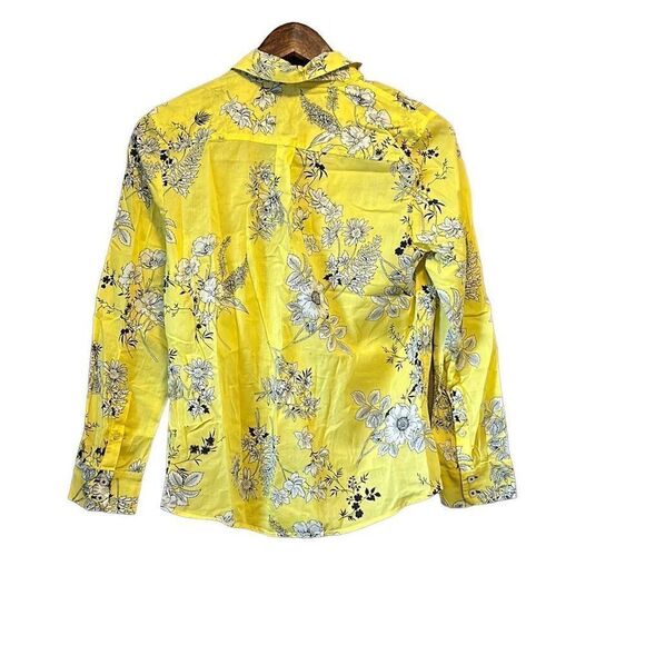 Talbots Floral Button Down Shirt Yellow Black Womens Long Sleeve - Picture 6 of 6